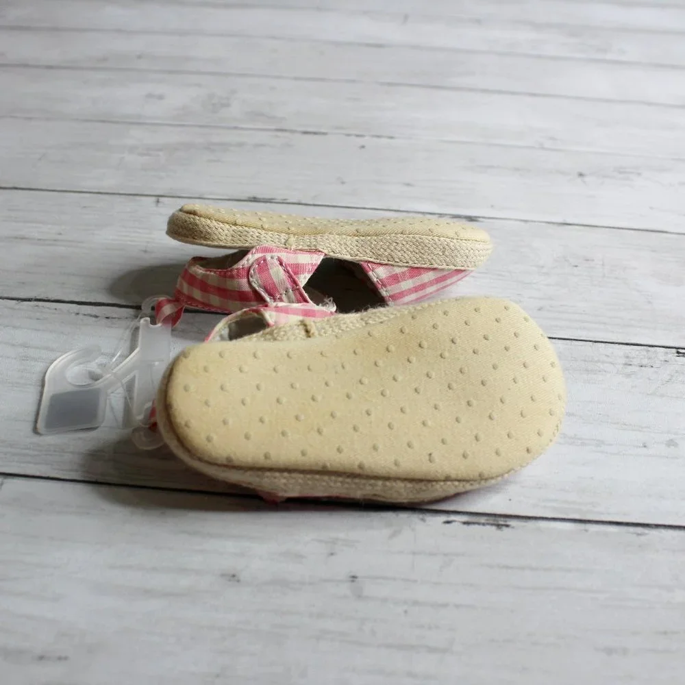 Carter's Baby Girl's Espadrille Sandal Shoes Size 3-6 Months Pink Gingham